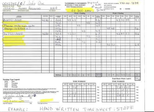 staff timesheet