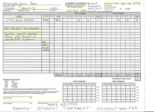 student timesheet