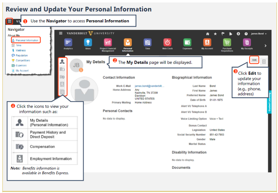 oracle cloud - updating personal information