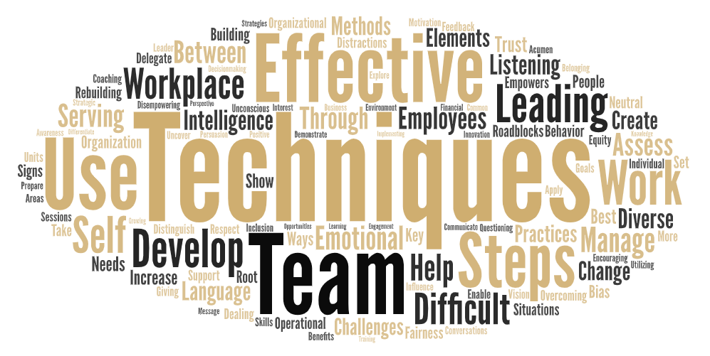 word cloud of learning objectives for Leading at VU program